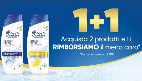 Head and Shoulder 1+1 operazione cashback